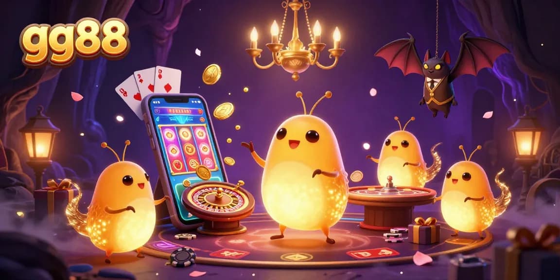 Engage with the exciting world of gg88 casino games, showcasing a vibrant scene with glowing characters and dynamic gaming elements.