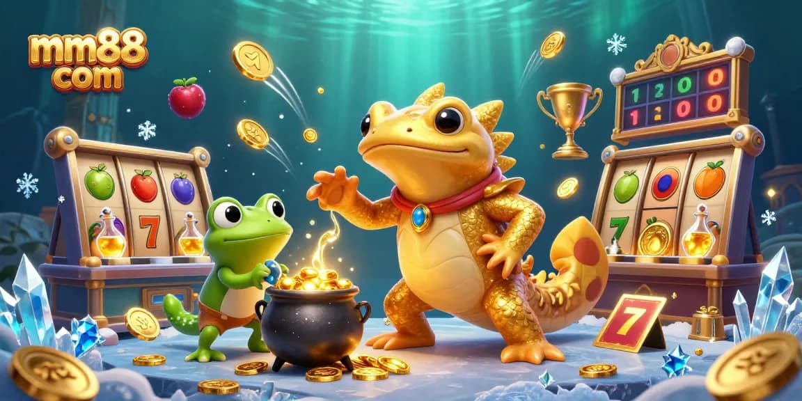 Experience thrilling jackpots at mm88 com while the alchemist and assistants concoct golden rewards surrounded by casino elements.