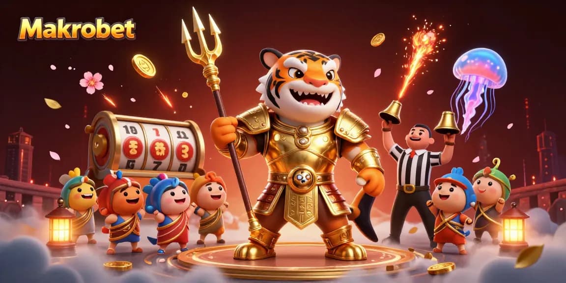 Engage in thrilling gameplay at Makrobet with a dynamic underwater casino scene showing a fierce tiger shark leading the action.