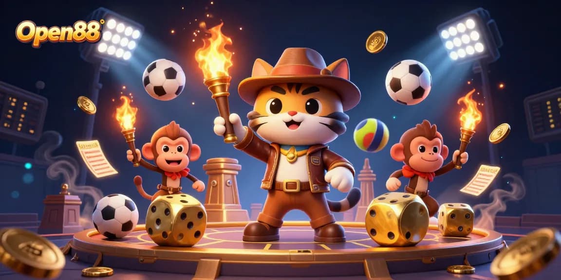 Open88 players discovering a golden casino artifact in a dynamic gambling-themed scene.