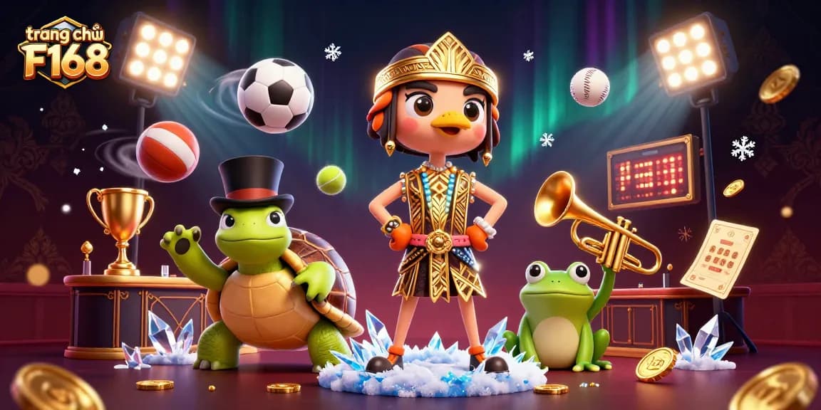 Experience the dynamic world of online gambling at trang chủ F168, featuring vibrant casino characters and game elements.