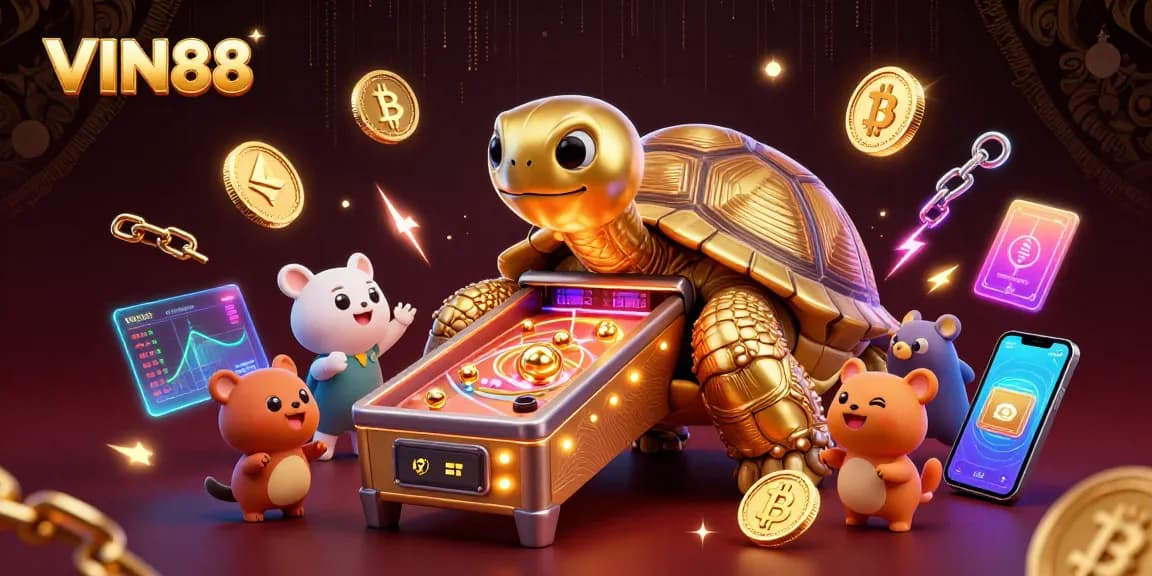 Experience the thrilling games at VIN88 with a vibrant casino atmosphere and exciting characters!