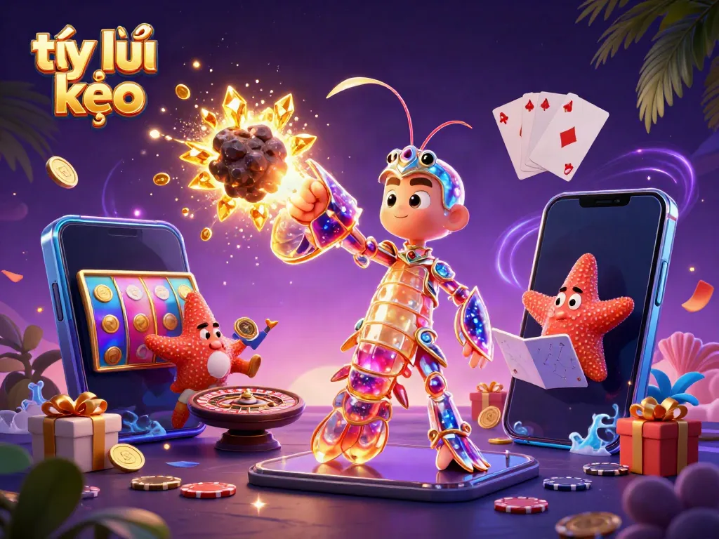 Engage with tỷ lệ kèo as a samurai shrimp fights through gems and coins in a vibrant casino universe.