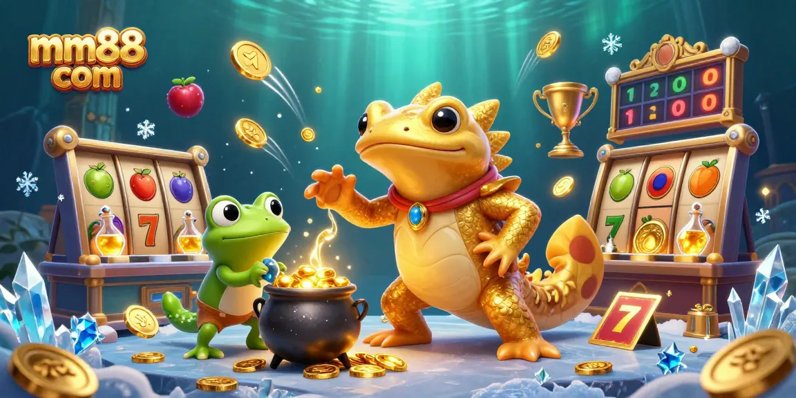 Experience thrilling jackpots at mm88 com while the alchemist and assistants concoct golden rewards surrounded by casino elements.
