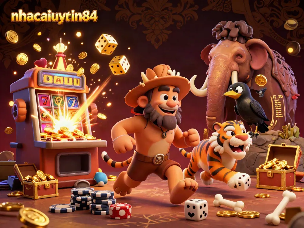 Experience exciting gaming action at nhacaiuytin84 with colorful slot machines and dynamic characters!