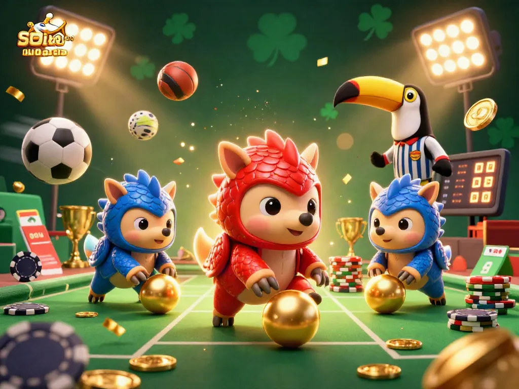 Engage with soi keo nha cai as pangolins playfully compete in a vibrant casino-themed scene.