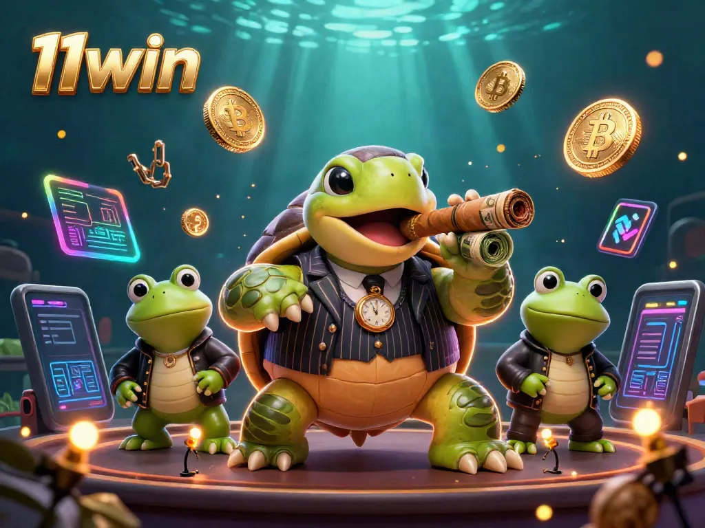 Enjoy thrilling casino vibes with 11win featuring cartoon characters and crypto elements.