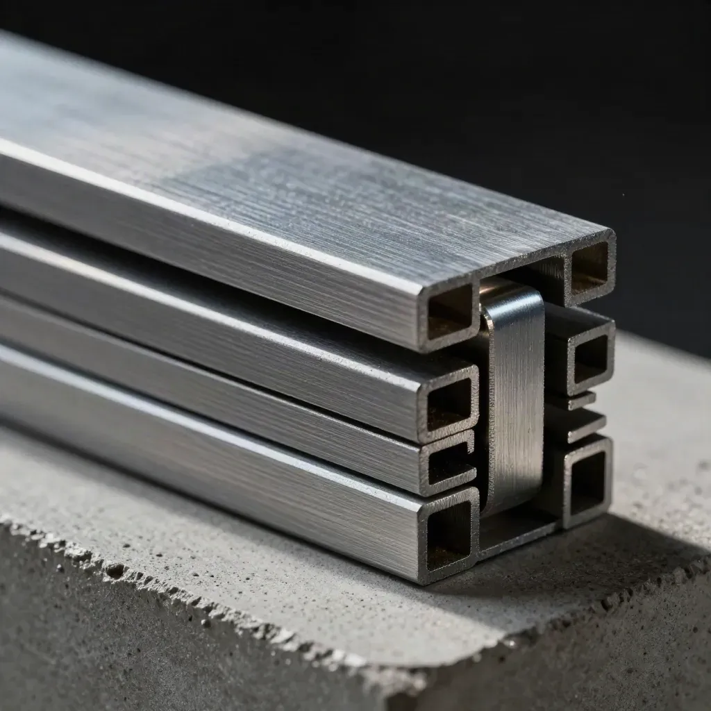 Siyah fonda gök mavisi detaylı metal modüller, üstten yakın makro reklam çekimi