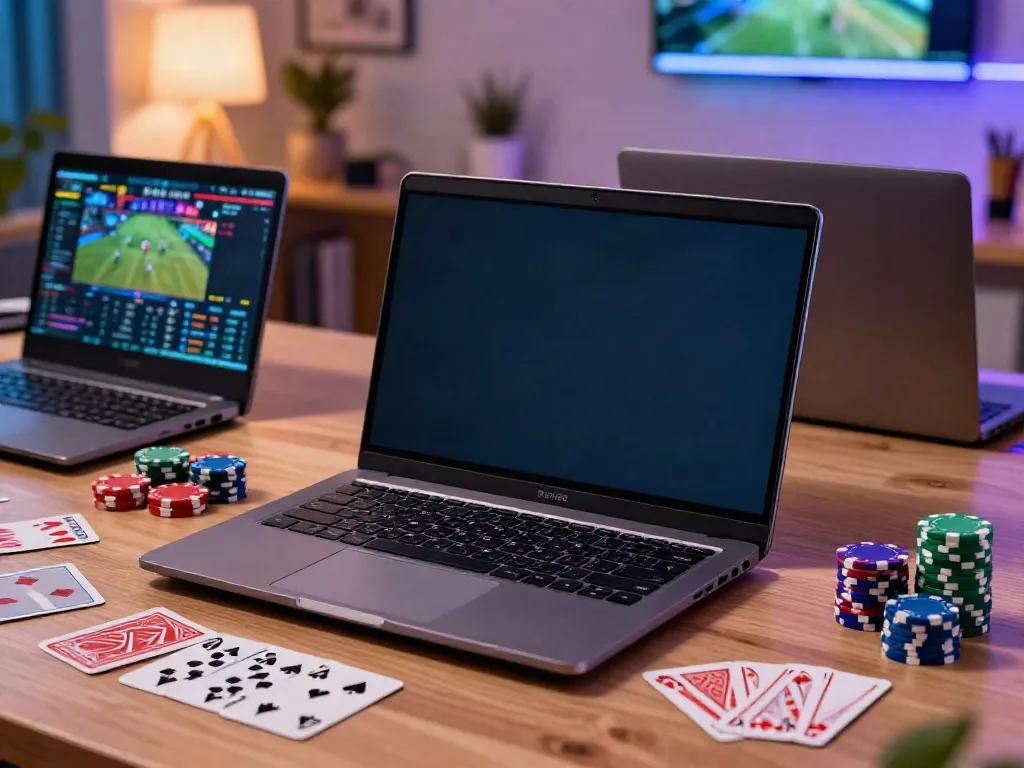 Engaging gaming setup with SKY88 logo, cards, and chips for online entertainment.