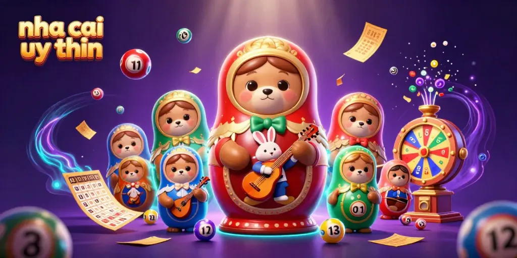 Catch exciting moments at nha cai uy tin casinos with colorful lottery elements and cheerful characters.