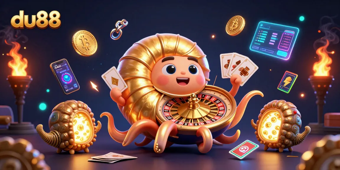 Engage with du88's thrilling casino experience through vibrant animated crypto elements and lively gameplay visuals.