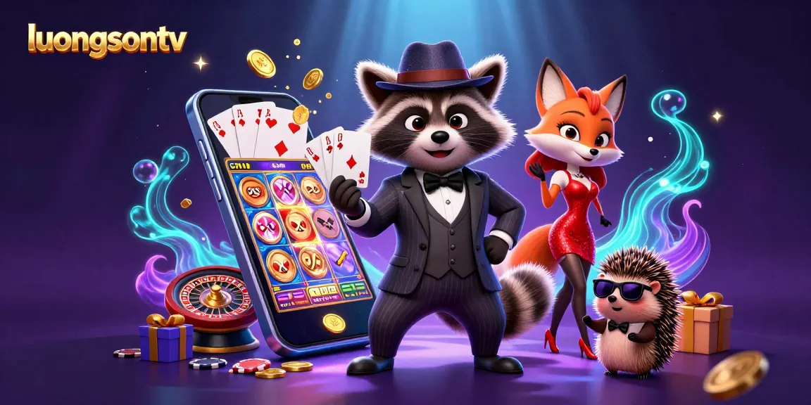 Experience thrilling action with luongsontv as a suave raccoon shows a royal flush in this vibrant gambling scene