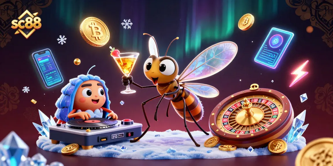 Win big with sc88: Explore a vibrant 3D casino scene full of lively characters and crypto elements.