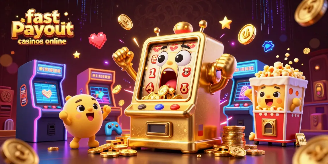 Experience fast payout casinos online with vibrant slot machines celebrating jackpots in a dynamic casino scene.