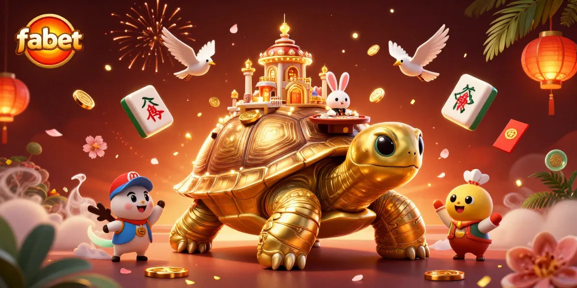 Engage in thrilling gameplay at fabet with a vibrant 3D casino scene featuring a rabbit dealer and floating mahjong tiles.