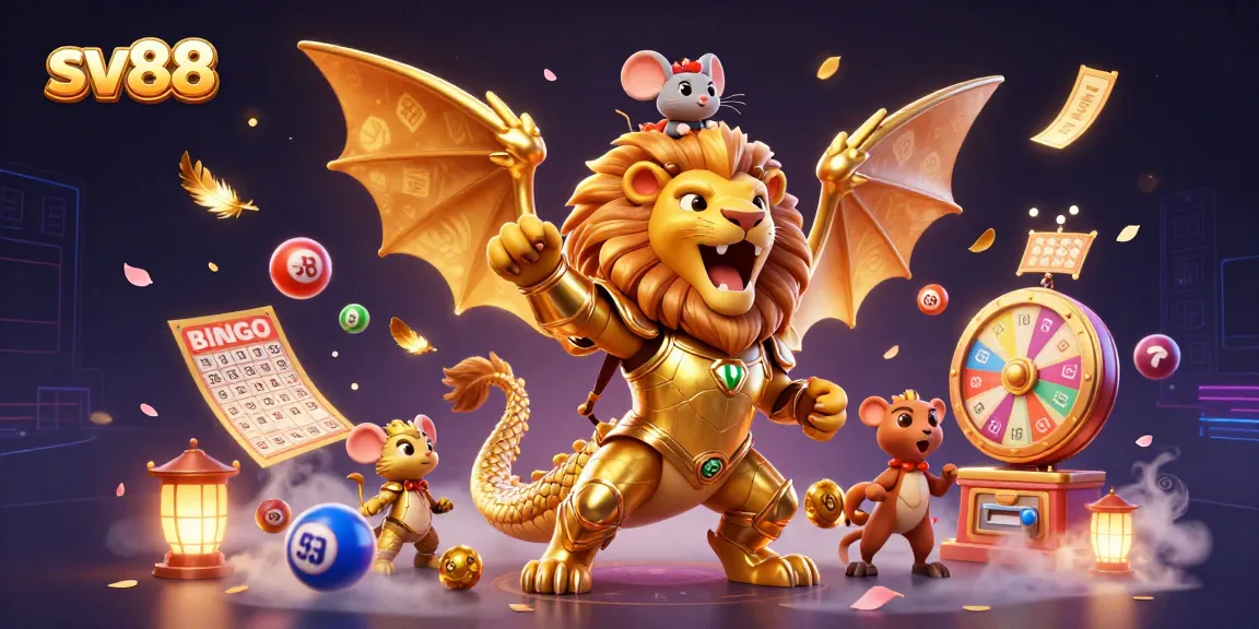 Experience sv88's vibrant lottery excitement with a golden chimera and dynamic game elements.