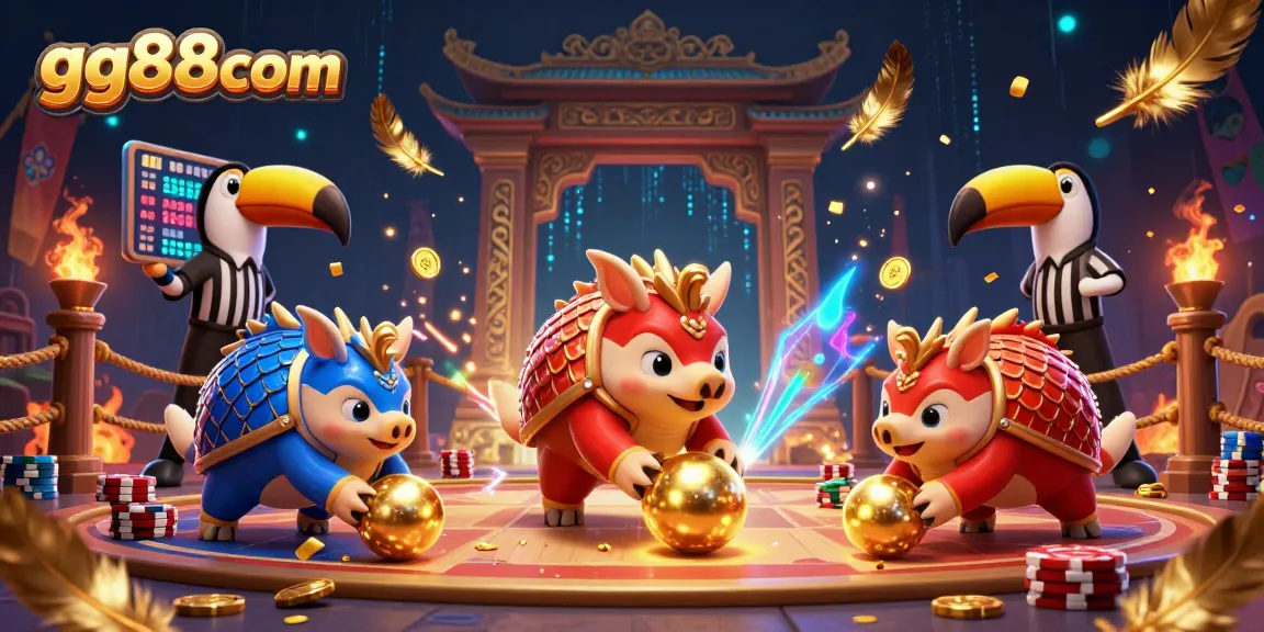 Enjoy thrilling gameplay at gg88com, where pangolins compete in a vibrant casino setting.